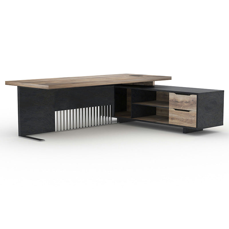 DAXTON Executive Desk with Right Return 2.4M - Warm Oak & Black