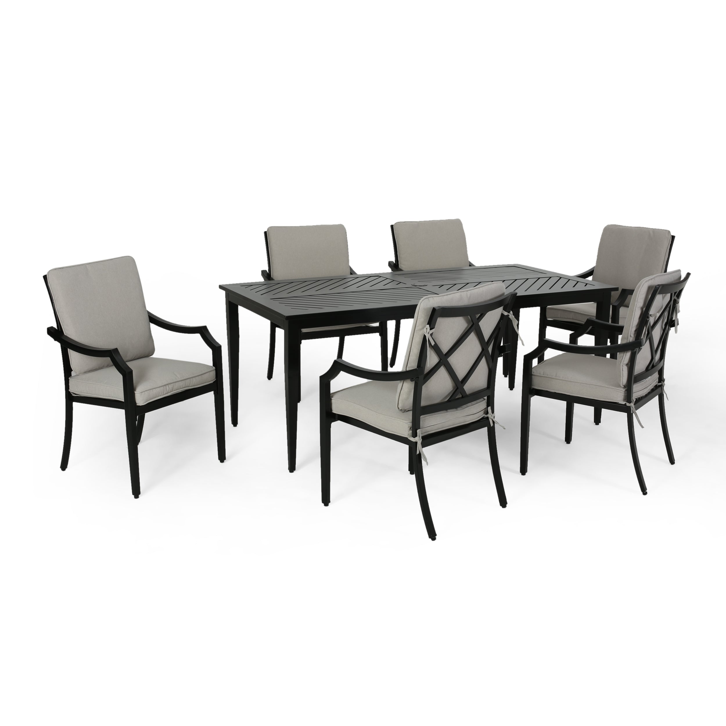 Carlson Diego Outdoor 6 Seater Aluminum Rectangular Dining Set