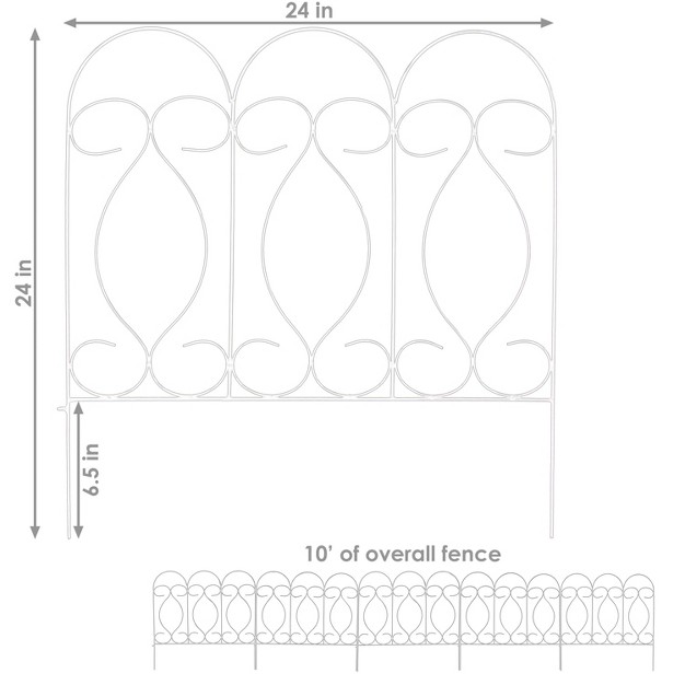 Sunnydaze Outdoor Lawn And Garden Metal Traditional Style Decorative Border Fence Panel Set 10 x27 5pk