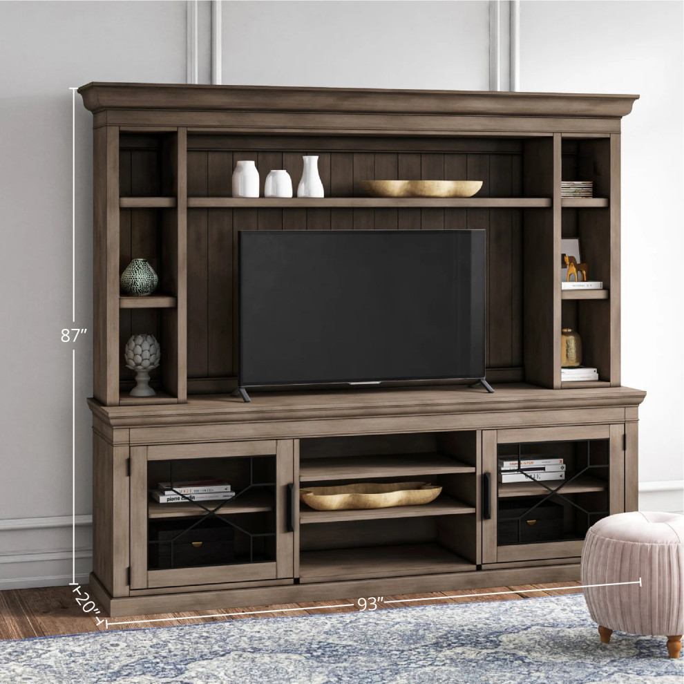 Parker House Sundance 92 quotConsole With Hutch and Back Panel   Traditional   Entertainment Centers And Tv Stands   by Parker House  Houzz