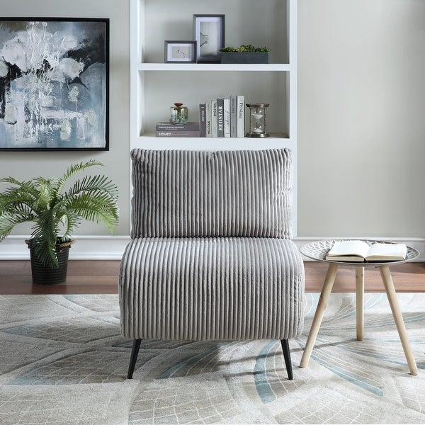 Nora by Ovis Fog Gray Armless Corduroy Accent Chair