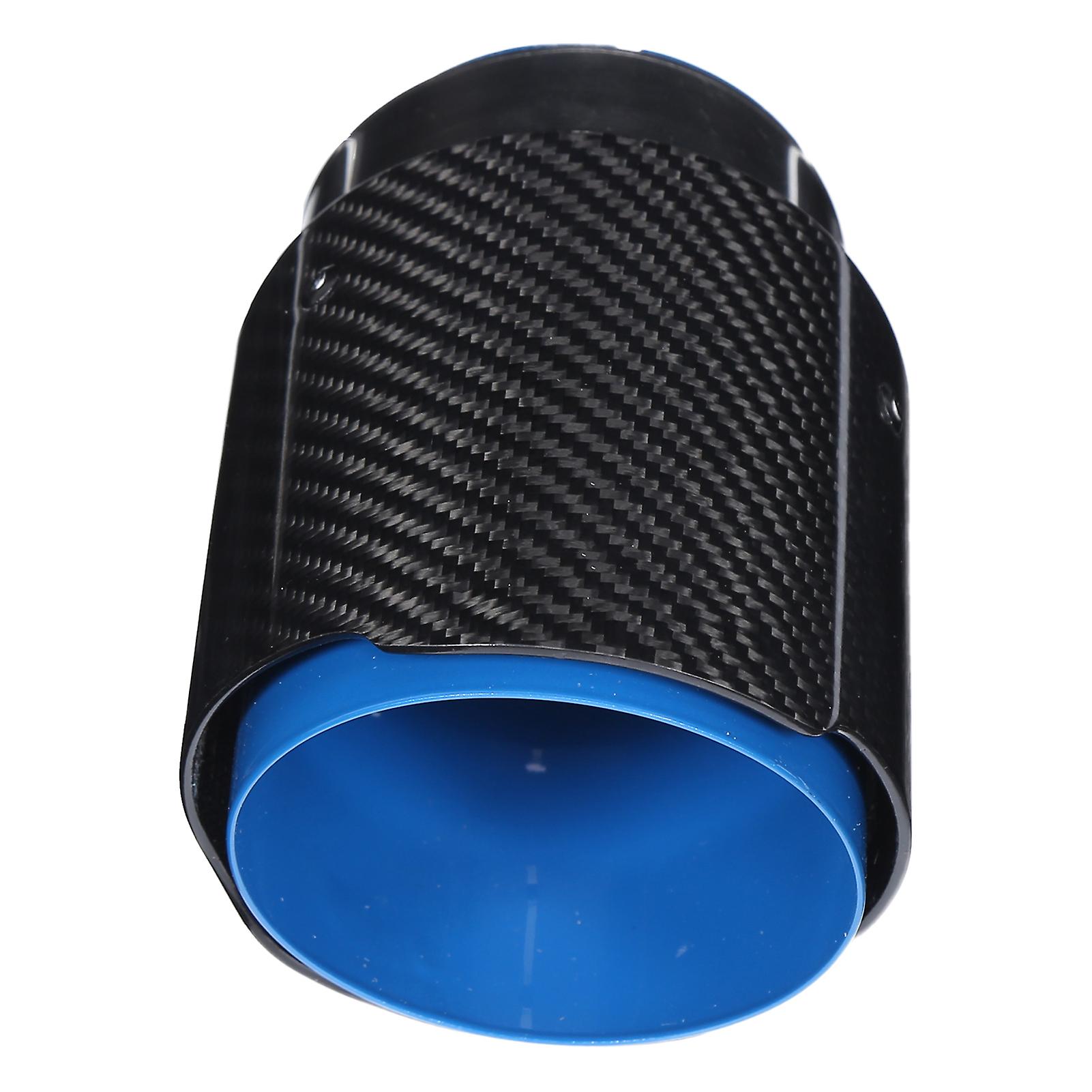 Carbon Fiber Exhaust Tip Tail Throat Pipe Straight 2.5in Inlet 3.5in Single Outlet Blue Inside Universal