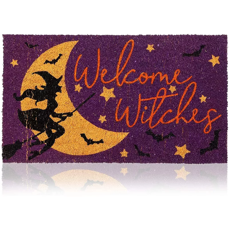 Halloween Coco Coir Door Mat， Welcome Witches (30 x 17 inches)