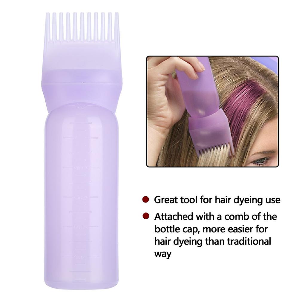 160ml Hair Dyeing Bottle Brush Shampoo Hair Color Oil Comb Applicator Tool(purple)