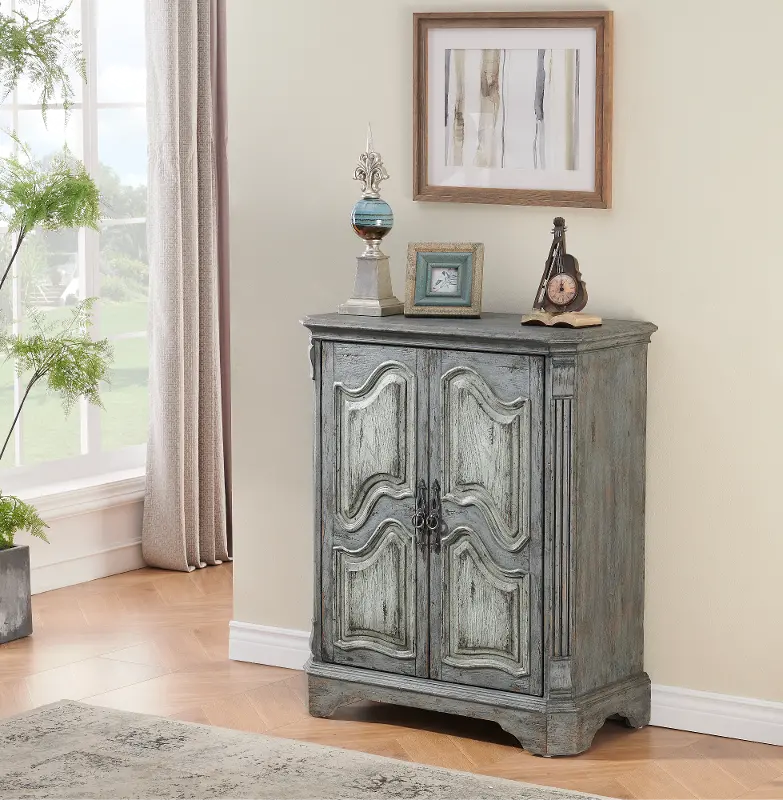 Farmhouse Distressed Gray Cabinet