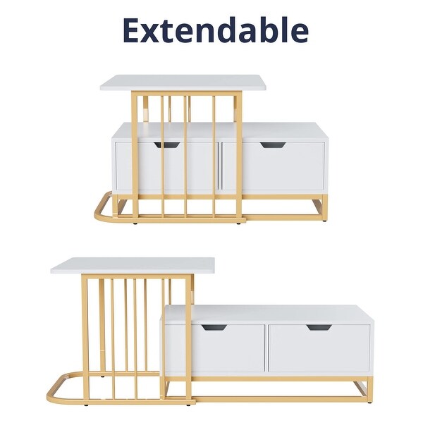 Modern Detachable Nesting Coffee Table Set of 2， 2 in 1 Small Square and Rectangular Living Room Table Set