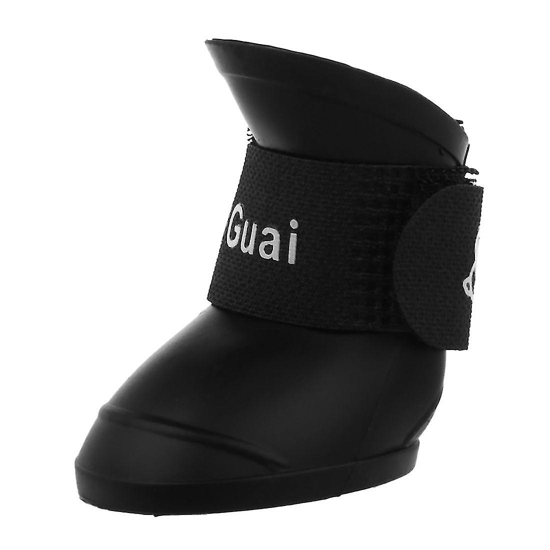 Black S， Pet Shoes Booties Rubber Dog Waterproof Rain