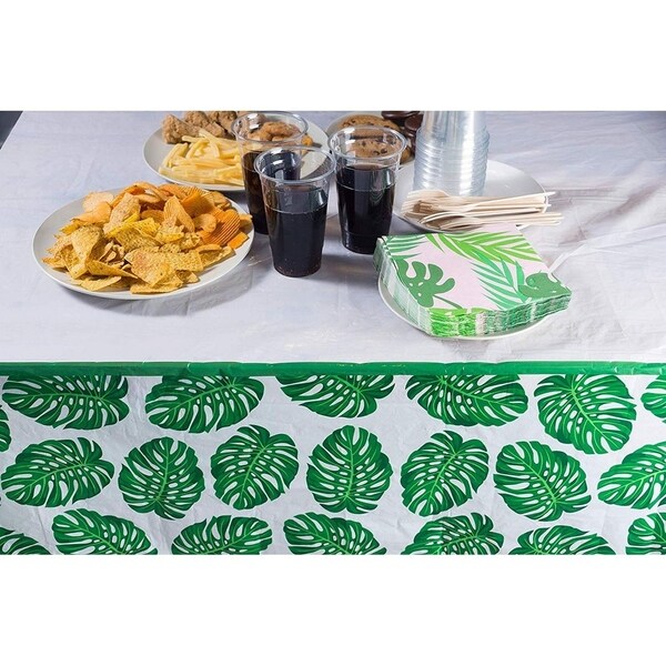 3-Pack Plastic Rectangular Tablecloth Tropical Palm Leaves Table Covers 54