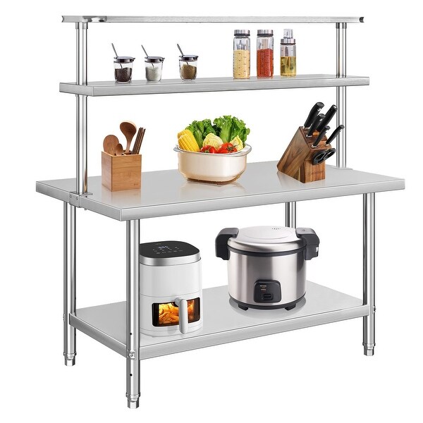 30 x 24 Inches Stainless Steel Work Table with Overshelves