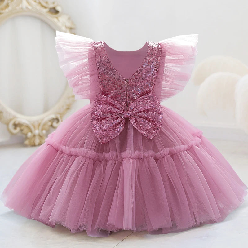 Toddler 1st Birthday Dress For Baby Girl Clothes Sequin Baptism Princess Tutu Dress Girls Dresses Party Costume 0-5 Year