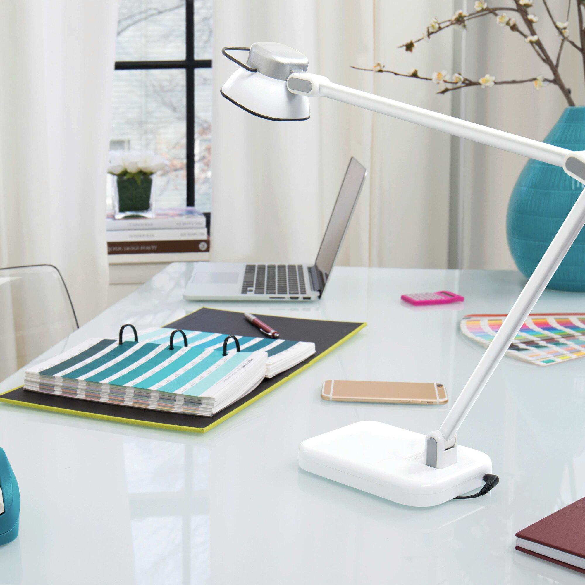 Elate Dual Arm Led Desk Lamp, White