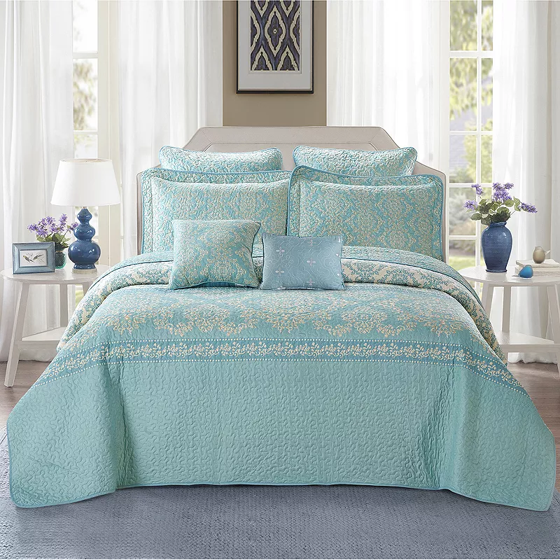 Serenta Mystic Turquoise Quilted Bedspread Set