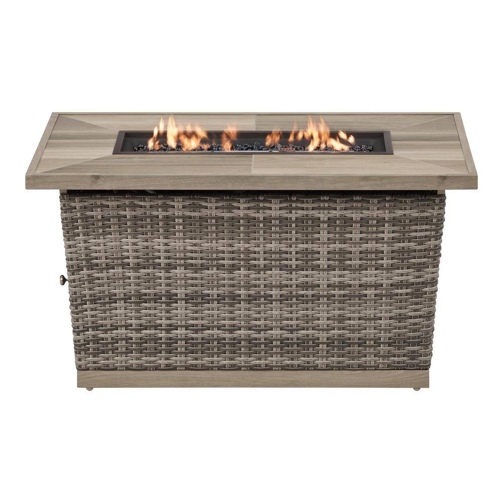 Home Decorators Collection Avondale 25.98 in. x 25 in. Rectangular Steel Propane Gas Gray Fire Pit FHWS80124