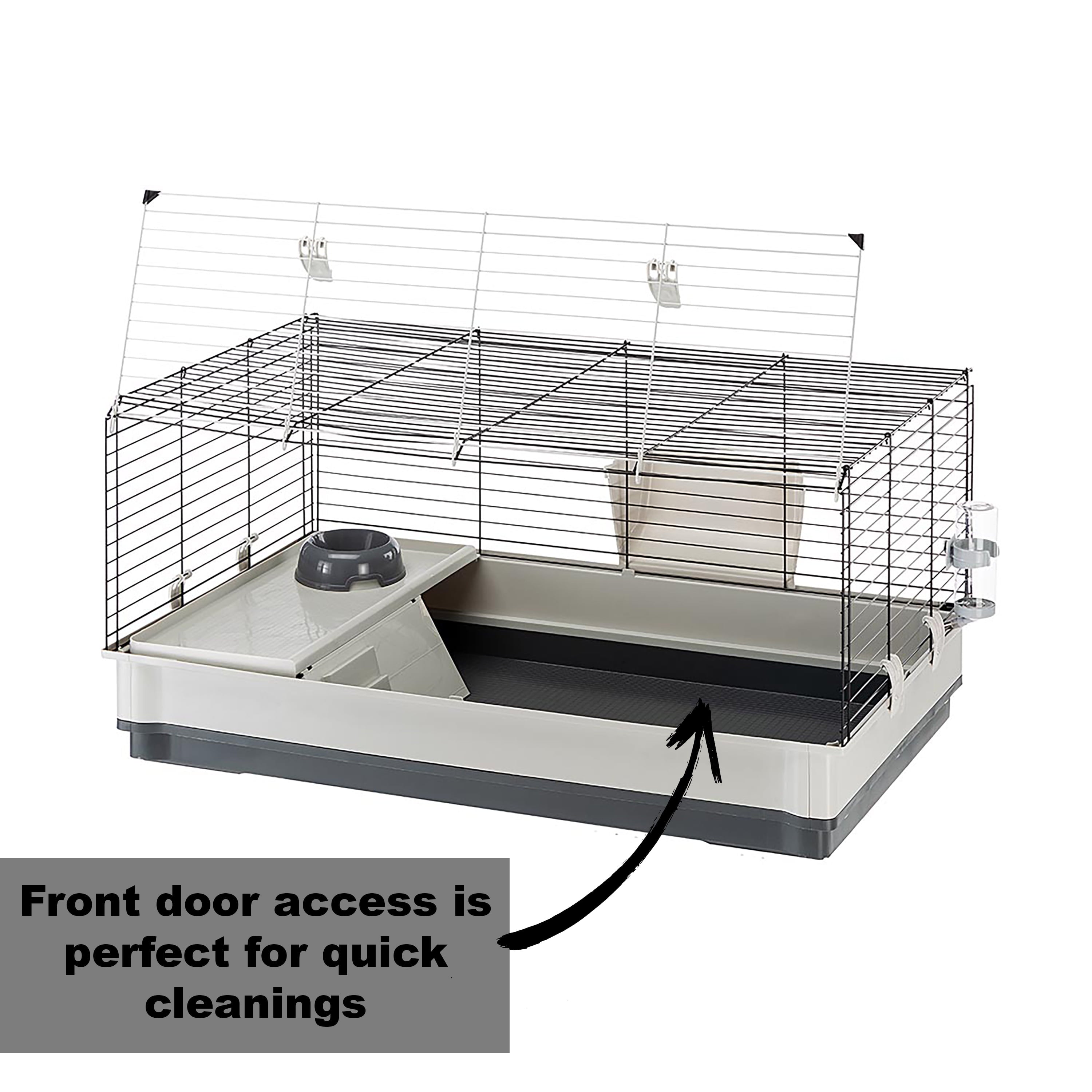 Ferplast Krolik Rabbit Cage | 39.4L x 23.6W x 19.7H Inches | Gray and Black