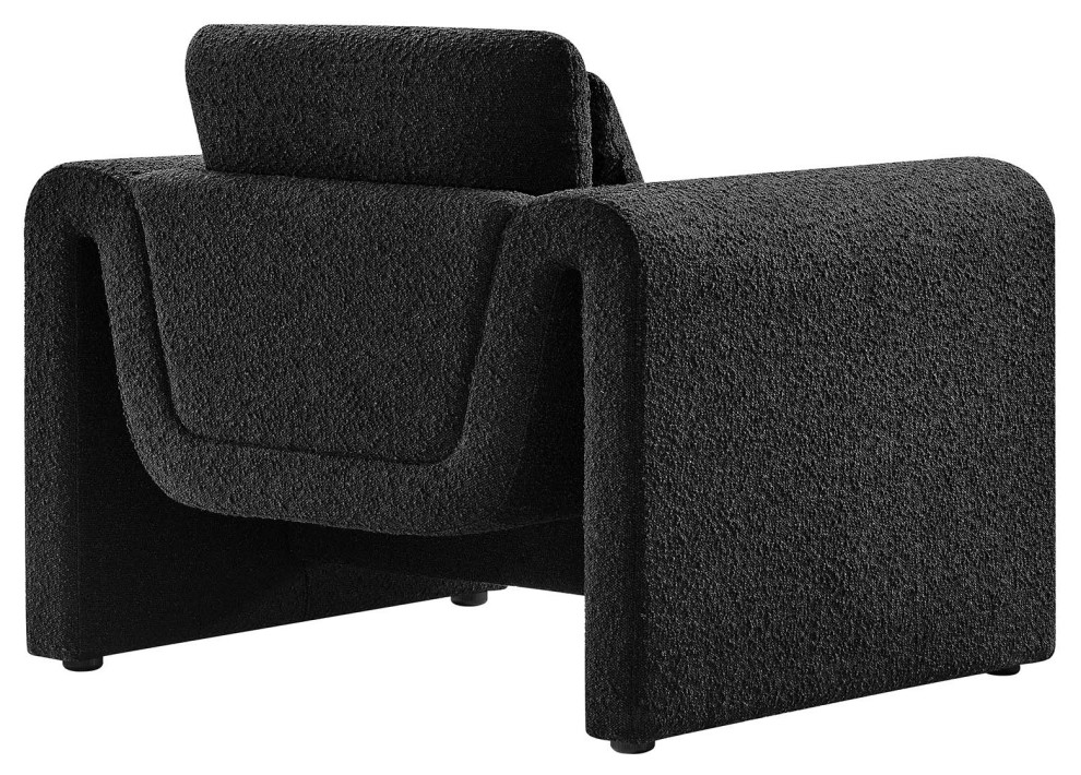 Waverly Boucle Upholstered Armchair   Black   Transitional   Armchairs And Accent Chairs   by First of a Kind USA Inc  Houzz