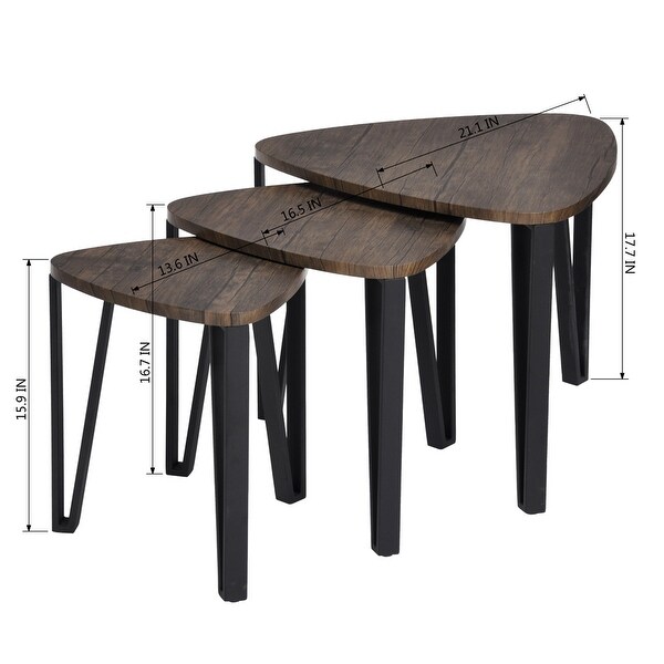 Homylin Nesting Coffee Table Set - Black/Brown- 3-Piece