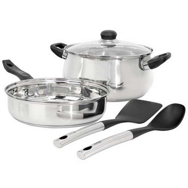 Oster Rametto 5 Piece Belly Shaped Stainless Steel Cookware Set In Silver