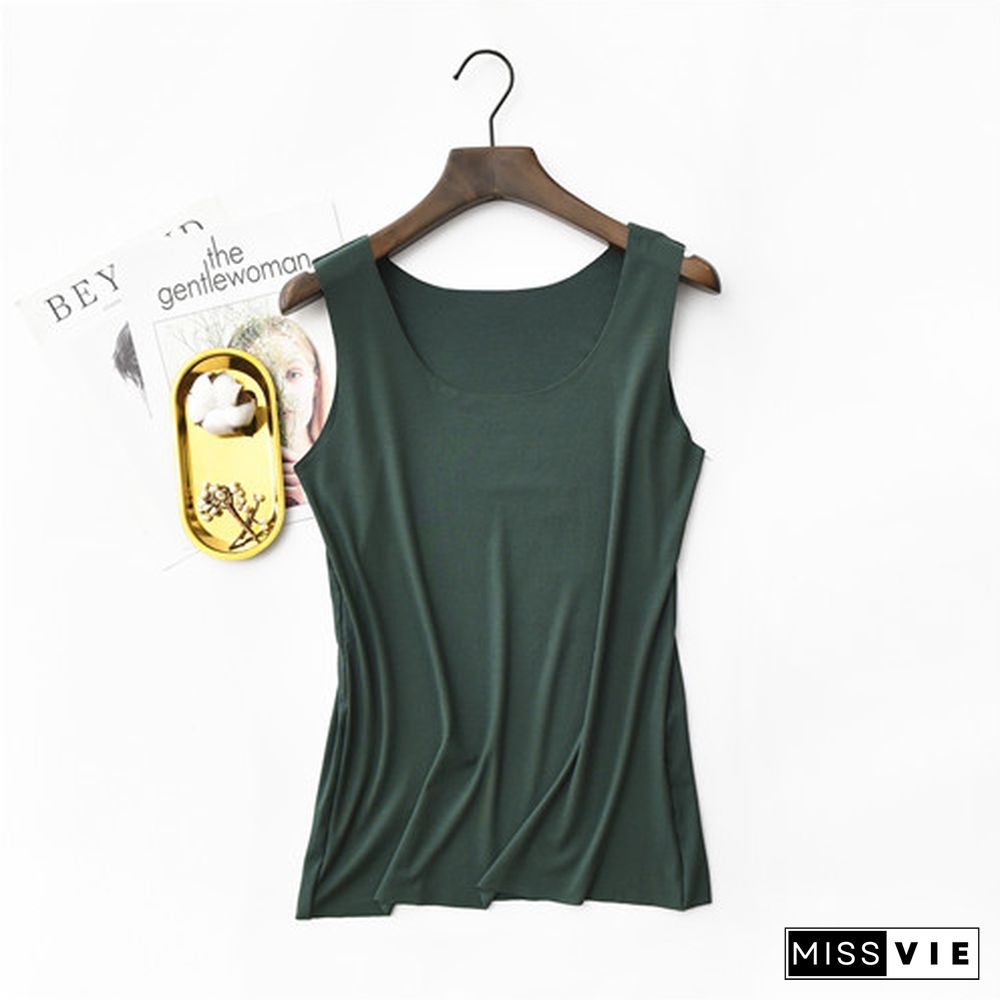 Spring Summer Tank Tops Women Sleeveless Round Neck Loose T-Shirt Ladies Vest Singlets Camisole Cotton Rib Slim Ladies Thin Vest