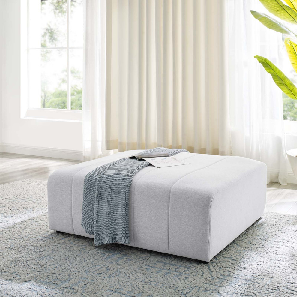 Modern Square Ottoman  Comfortable Padded Seat With Channeled Tufting  Ivory   Transitional   Footstools And Ottomans   by Decor Love  Houzz