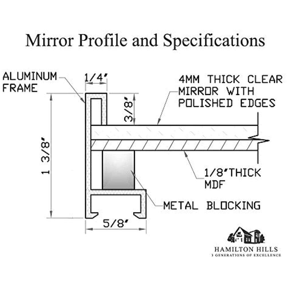 Black Brushed Metal Vanity Mirror Simple Edge Mirrors 22