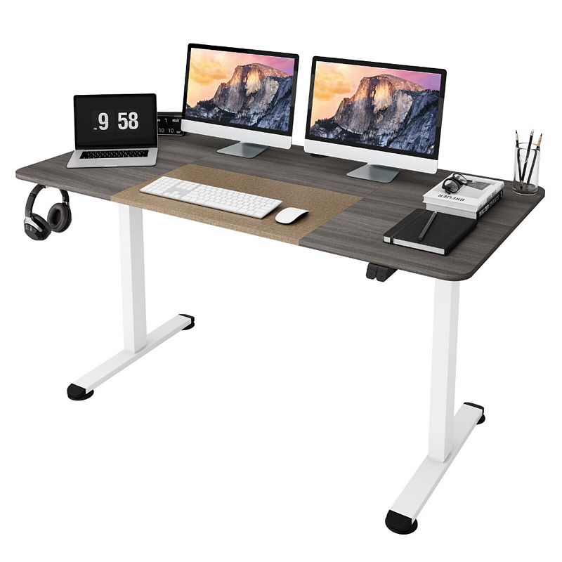 55 Inch Electric Height Adjustable Office Desk with Hook