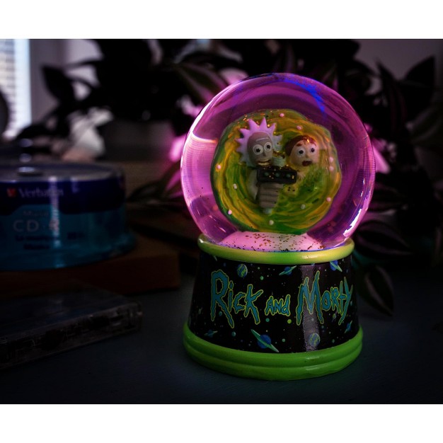 Silver Buffalo Rick And Morty Portal Light up Collectible Snow Globe 6 Inches Tall