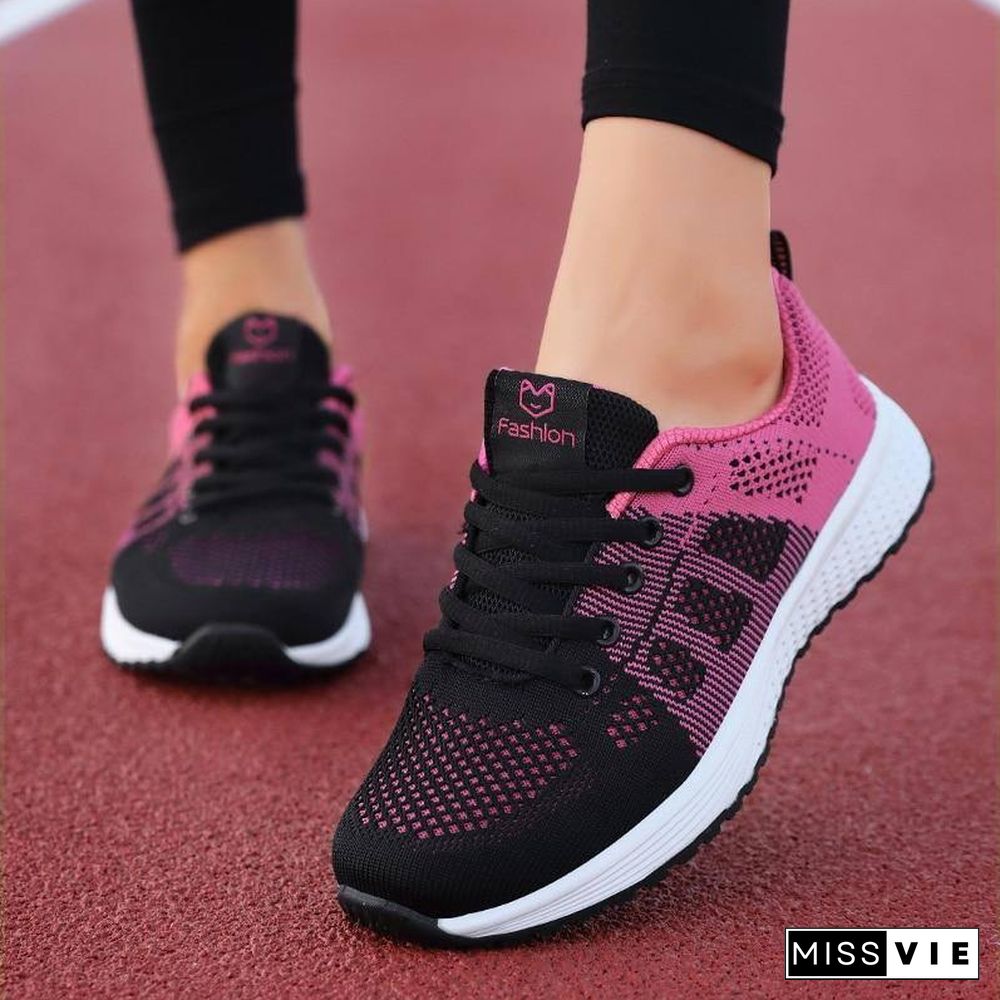 New Women Shoes Flats Fashion Casual Ladies Shoes Woman Lace-Up Mesh Breathable Female Sneakers Zapatillas Mujer