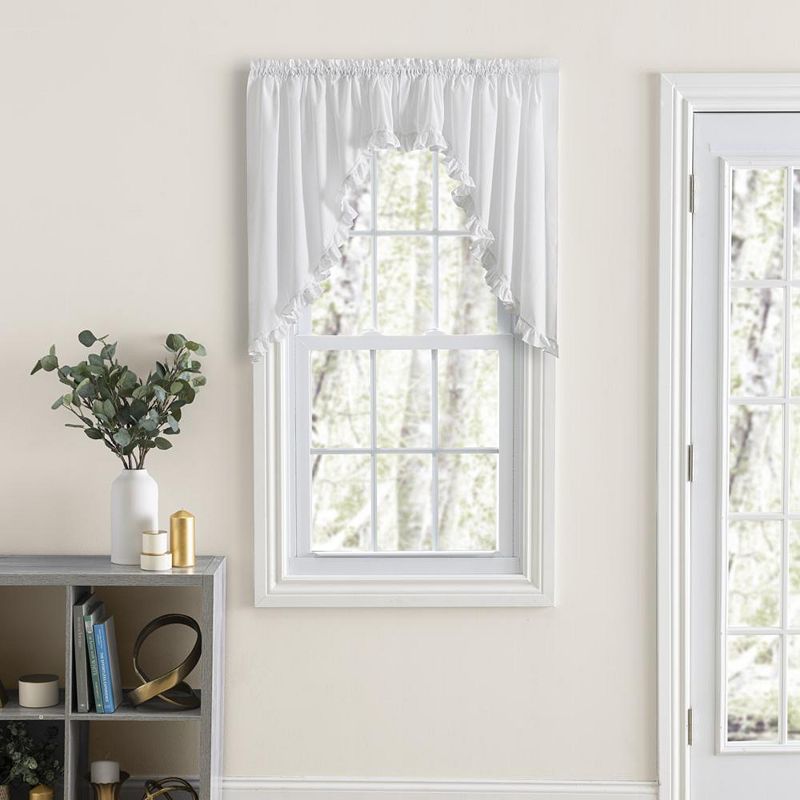 Ellis Home Classic Narrow Ruffle Rod Pocket Swag Curtain Panel