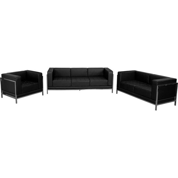 HERCULES Imagination Series Black LeatherSoft 3 Piece Sofa Set