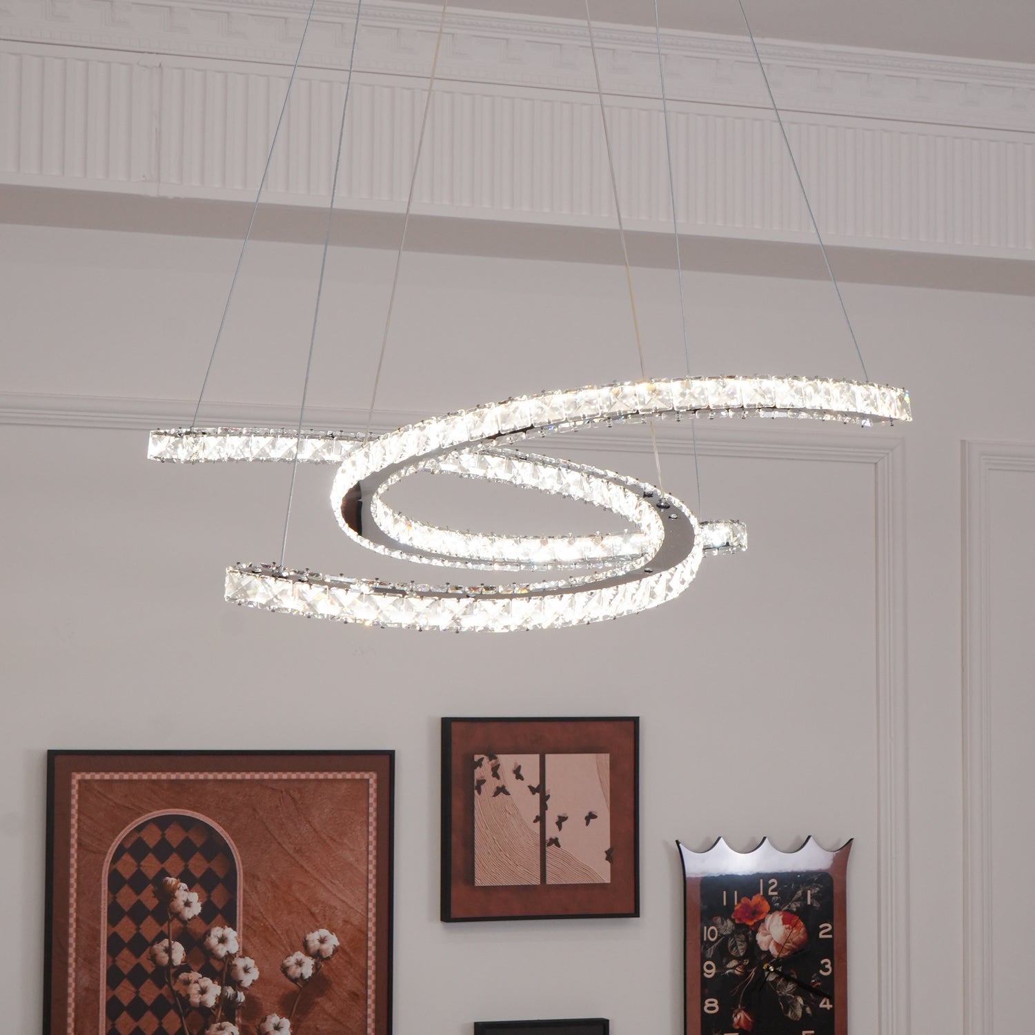 Modern Crystal Double C Chandelier