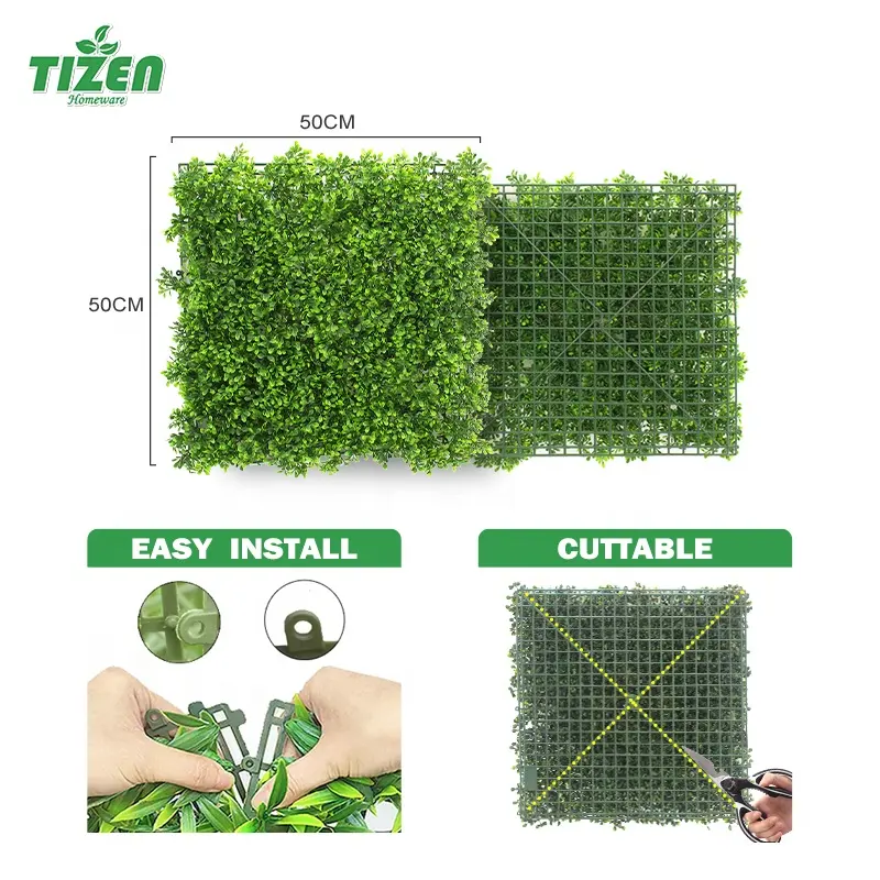 Tizen Factory supply outdoor decoration hedge boxwood Backdrops panel Artificial green plants grass wall