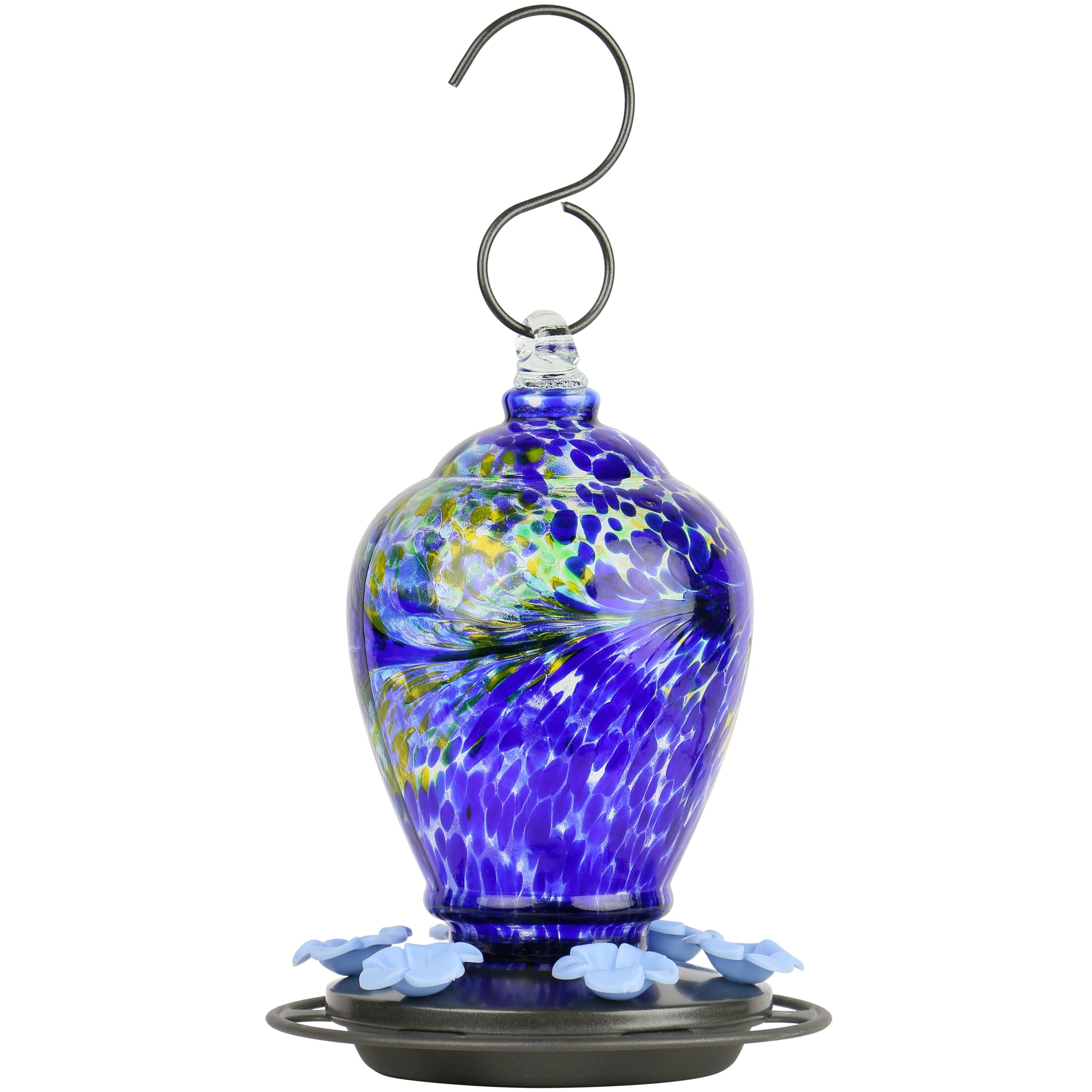 Nature's Way Blue Artisan Glass Hummingbird Feeder