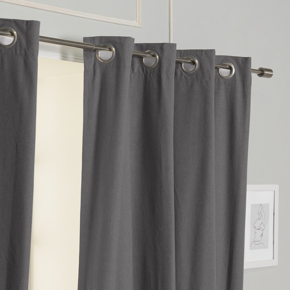 Aurora Home Linen Textured Grommet Thermal Total Blackout Curtain Pair