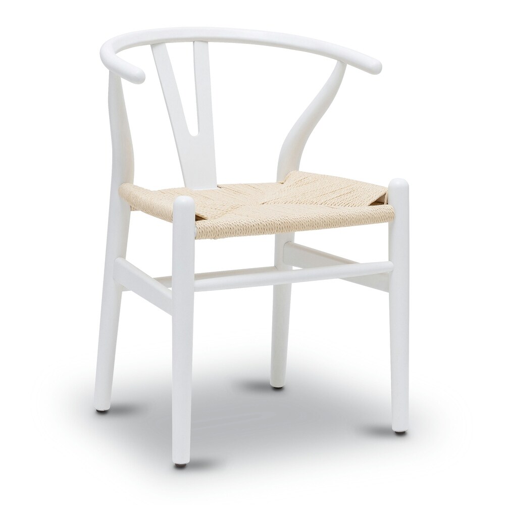 Poly and Bark Weave Chair   Solid Wood Frame (White)