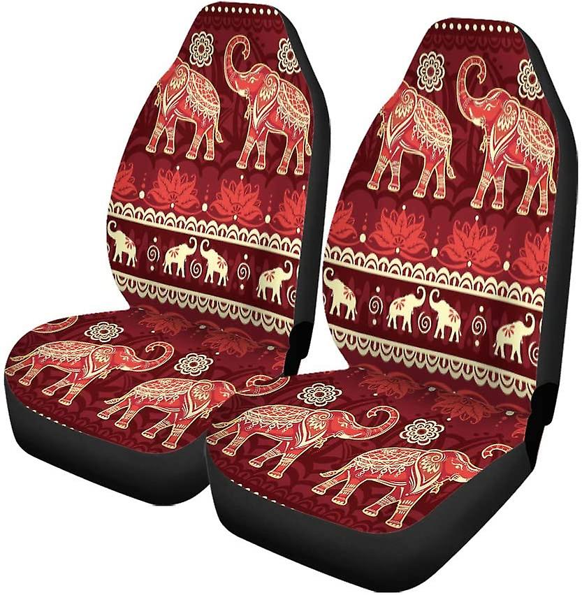 Set Of 2 Car Seat Covers Border Ornate Black Doodle Mammal Universal Auto Front Seats Protector Fits For Car，suv Sedan，truck