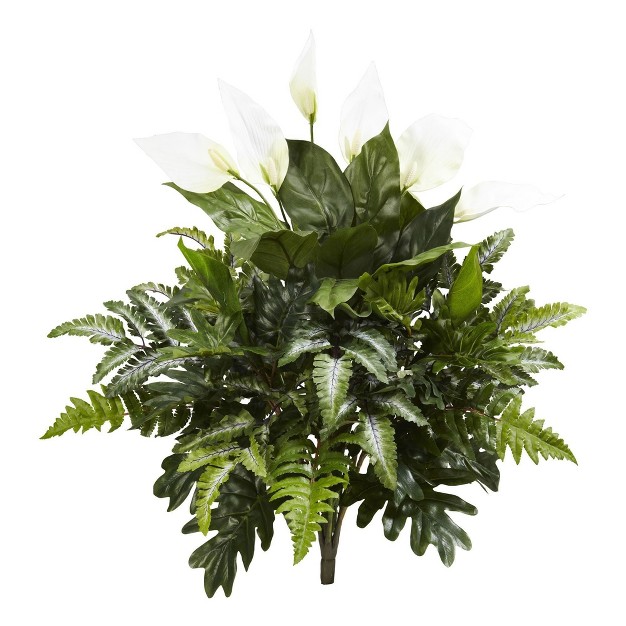 Nearly Natural 27-in Mixed Spathiphyllum Artificial Plant (set Of 2)of 2)