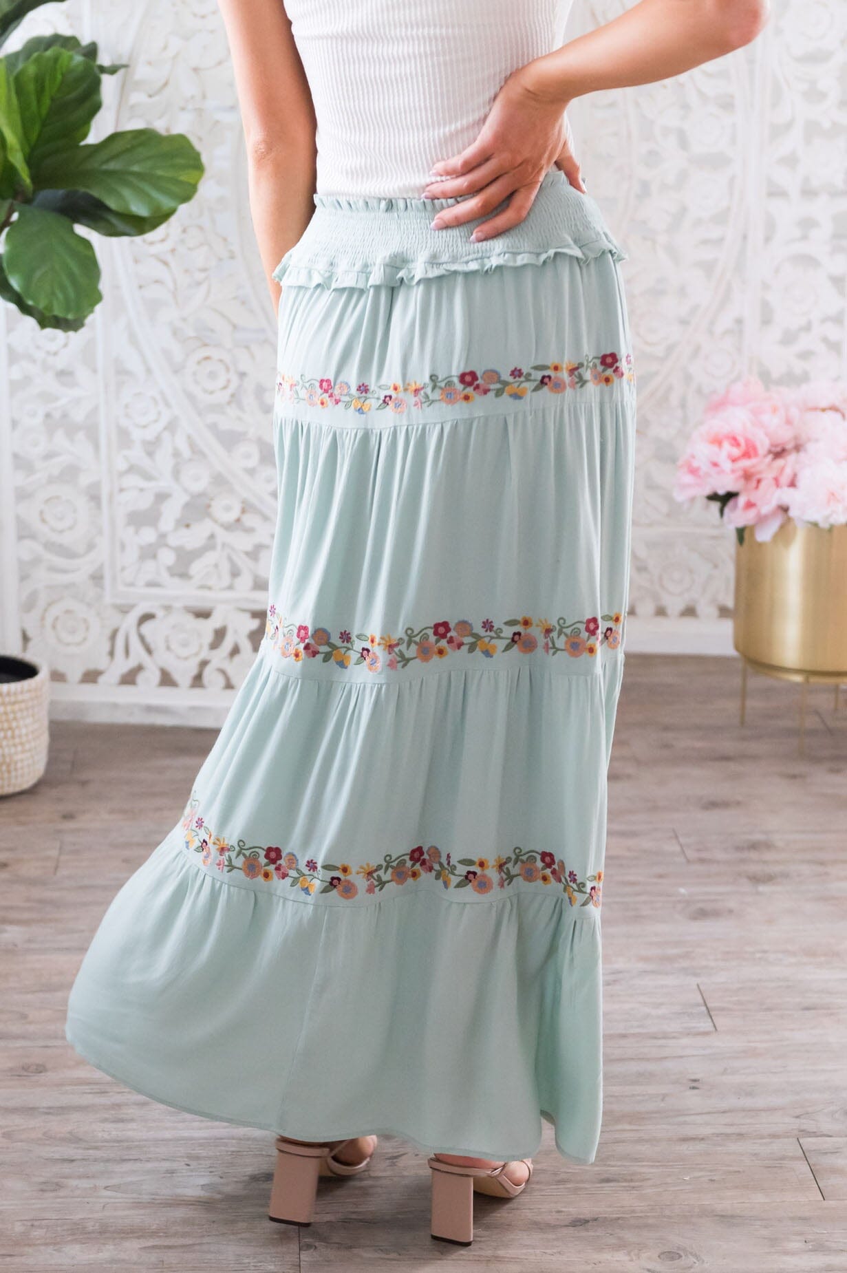 Sway My Way Modest Tiered Skirt