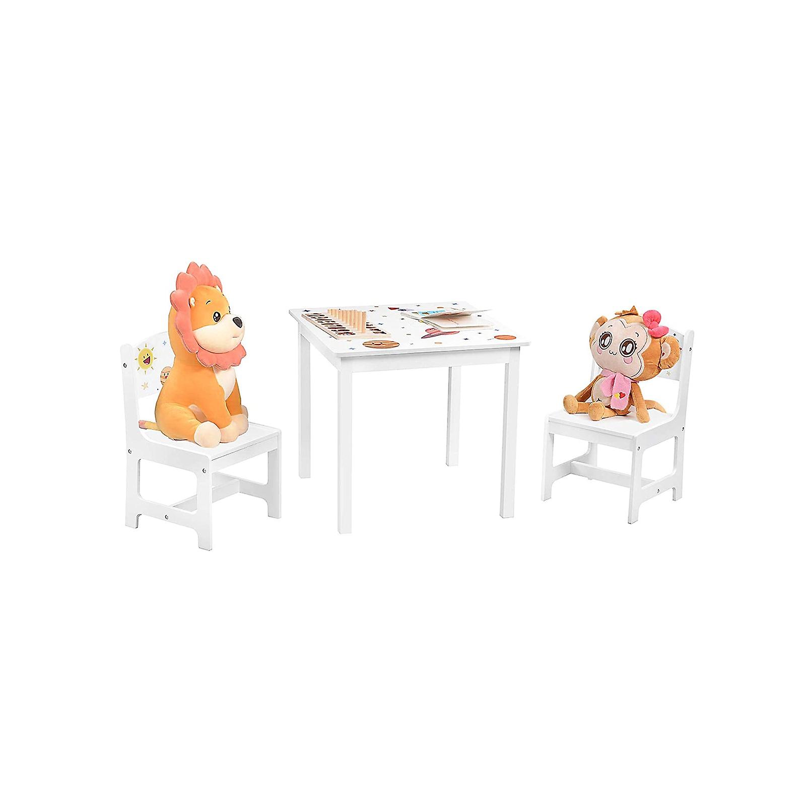 Kindertafelset met 2 stoelen wit