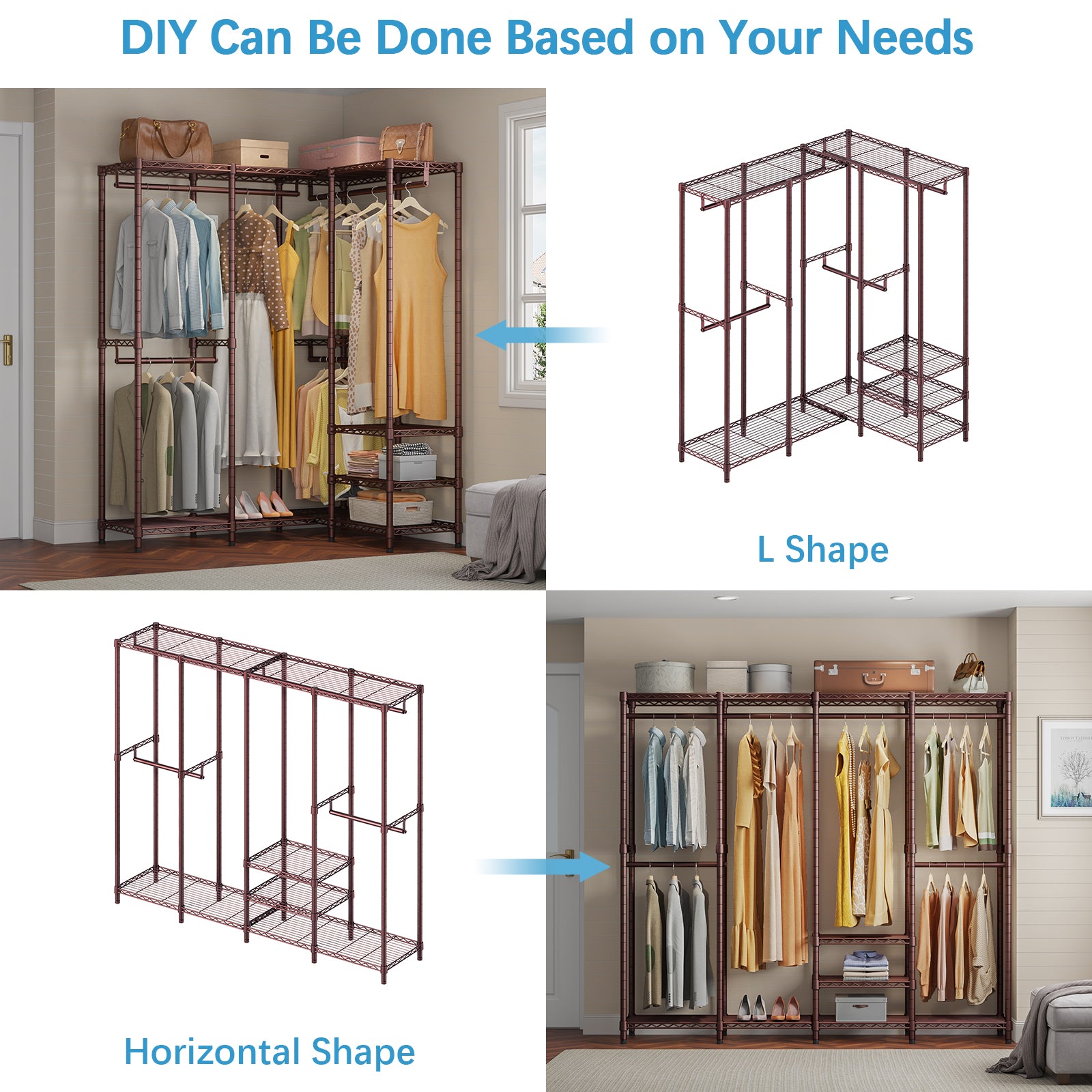 VIPEK V40 Garment Rack Heavy Duty Clothes Rack, 76"L x 15.7"W x 75.6"H, Max Load 800lbs, Bronze