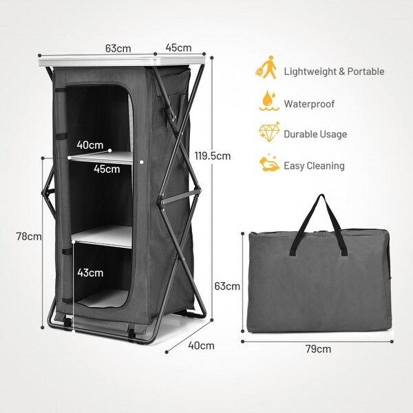 Folding PopUp Cupboard Compact Camping Storage Cabinet with Bag