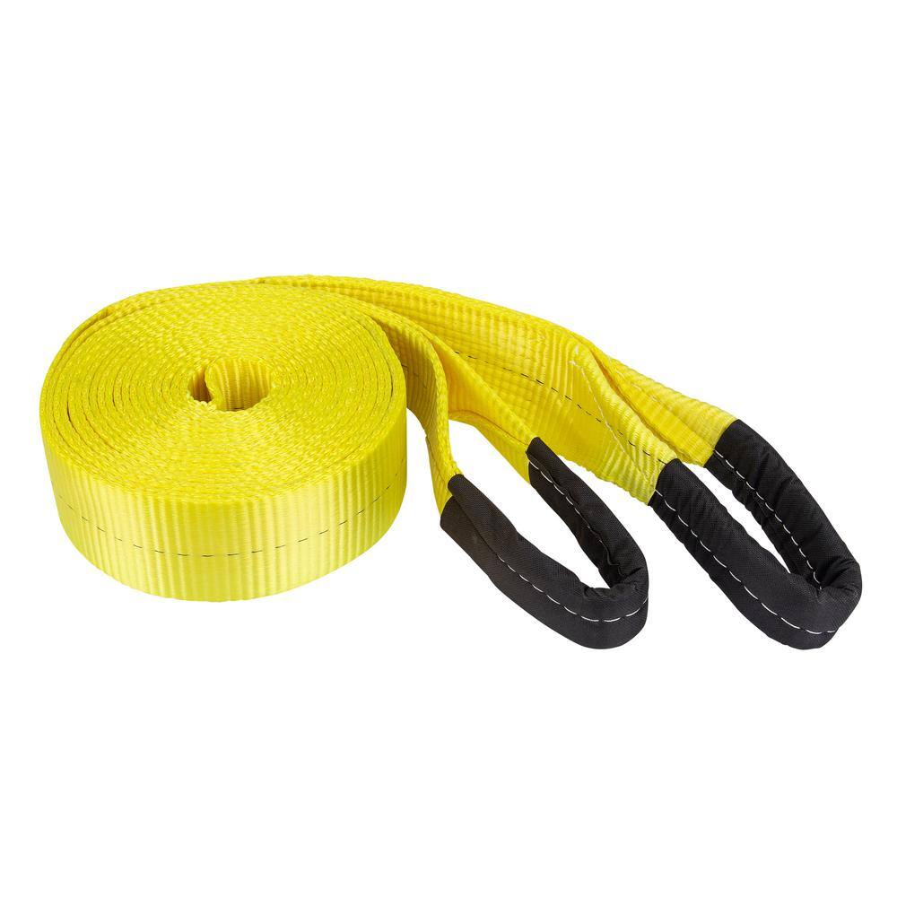 SmartStraps 30 ft. 7500 lb. Working Load Limit Yellow Recovery Tow Rope Strap with Loop Ends 832