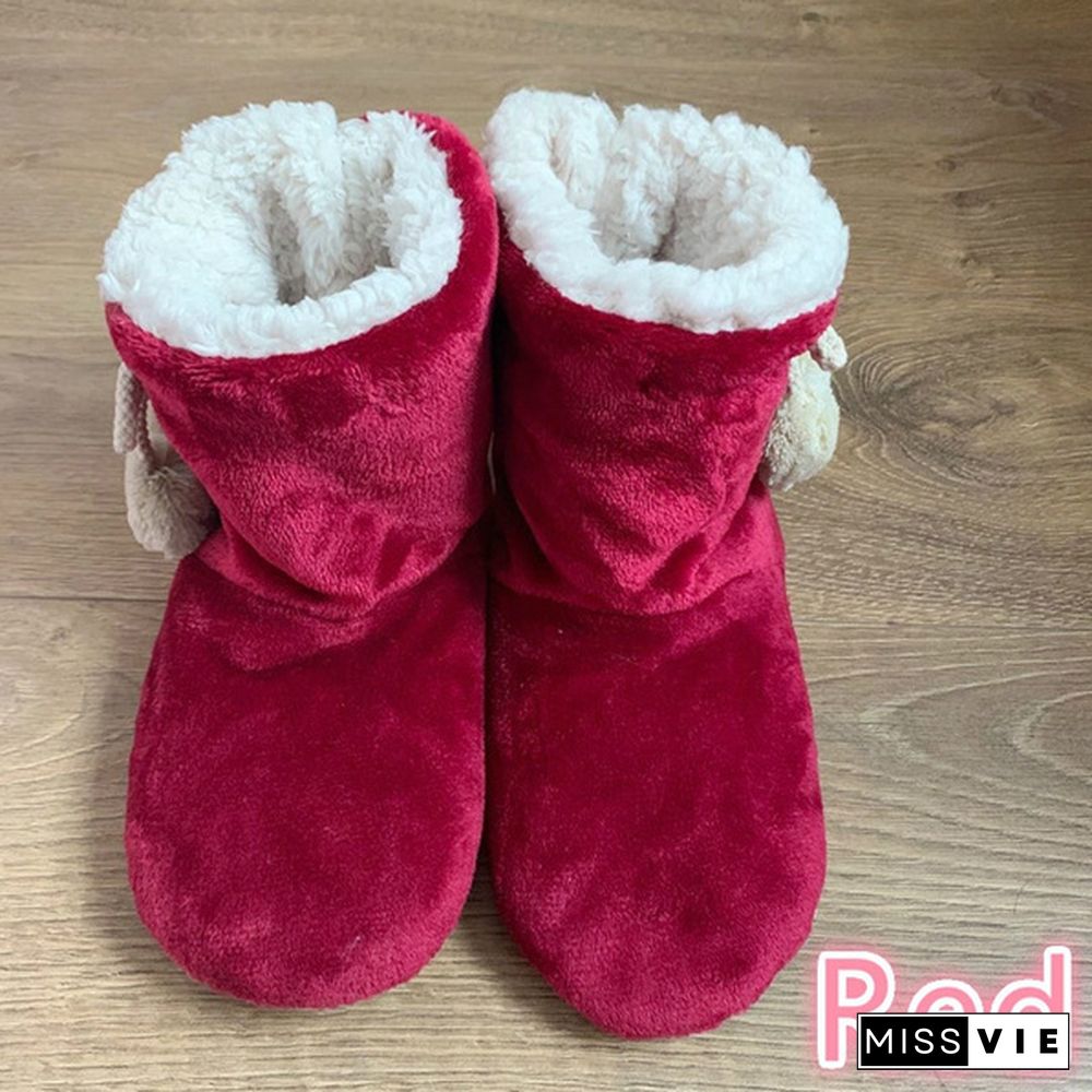 Women Indoor Slippers Warm Plush Lovers Home Slipper Soft Winter Warm House Slippers Velvet Ball Women Bedroom Slippers