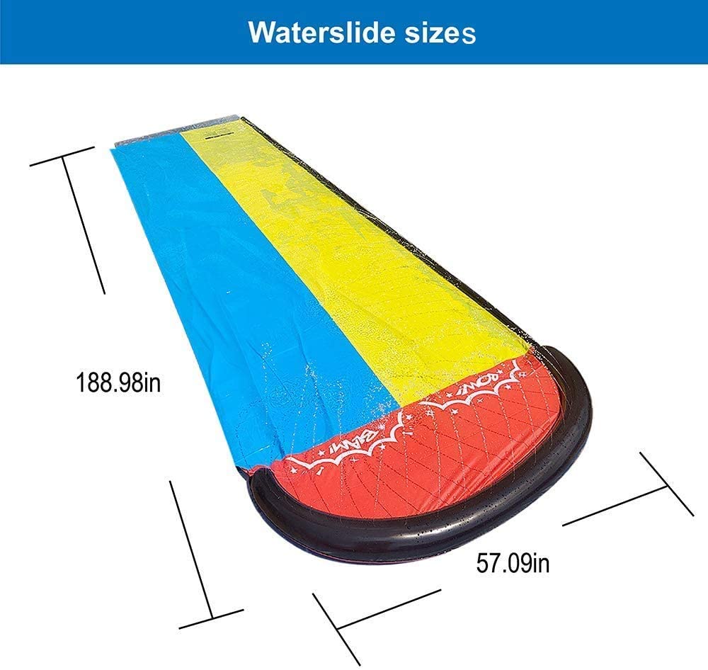 Slip and slide for adults kids backyard - 16FT Inflatable water slide, Giant Racing Lane Lawn Waterslide, Kids pool water slides with Crash pad, Splash Sprinkler, Boogie boards for outdoor water toys