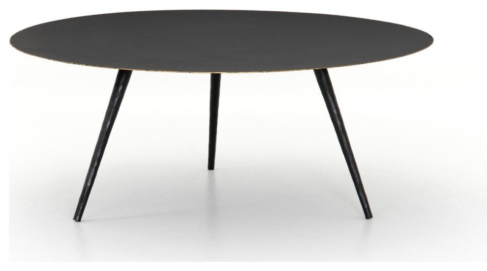 Trula Iron Tripod Round Coffee Table 39 quot  Midcentury   Coffee Tables   by Zin Home  Houzz