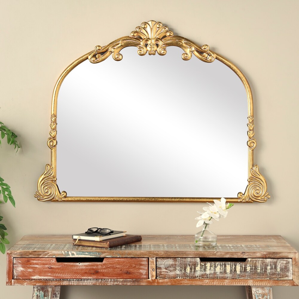 Gold Metal Ornate Arched Baroque Wall Mirror   34\