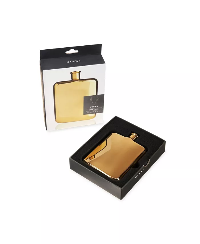 Viski Belmont 14k Gold-Plated Drinking Flask 6 Oz