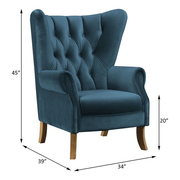 ACME Adonis Rolled Arm Tufted Accent Chair in Azure Blue