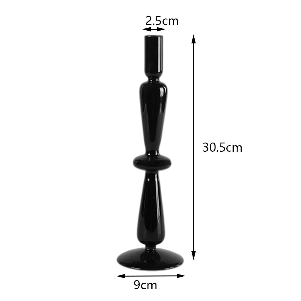 Candle Holder Black Glass Cylindrical Taper Pillar Candlesticks Livng Room Dining Table Decoration Centerpieces Coffee Table Ornament D