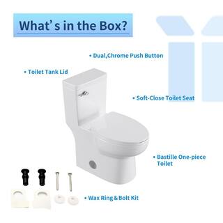 UPIKER Modern 12 in. Rough-In 1-piece 1.27 GPF Single Flush Elongated Toilet in White Seat Included UP2210TOW12335