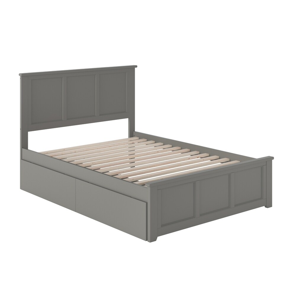 Madison Full Platform Bed with 2 Storage Drawers in Gray